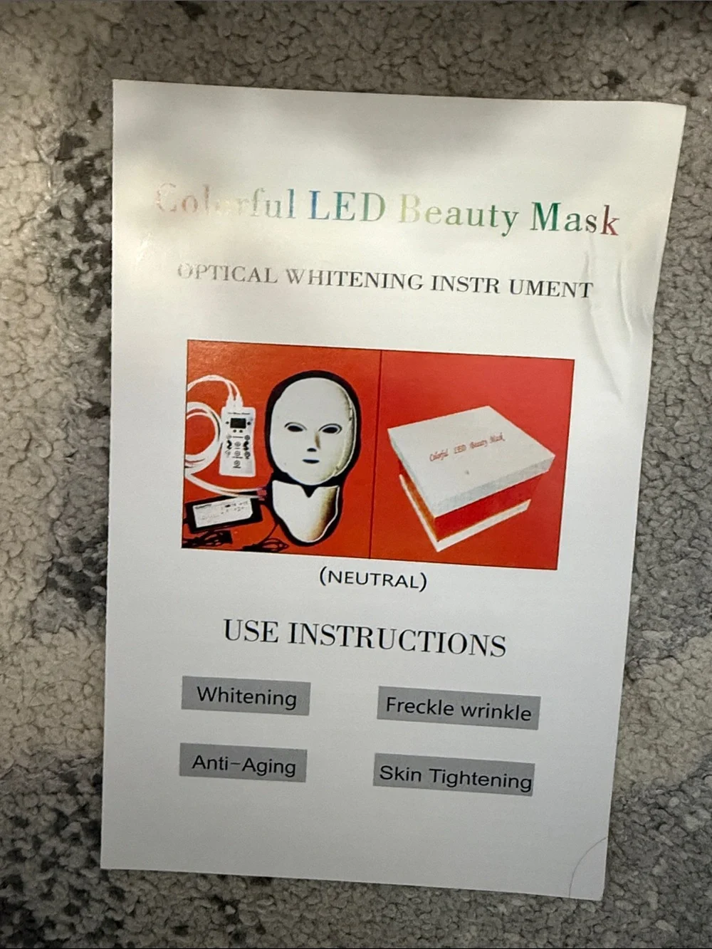 LED Light Therapy Facial Mask - White